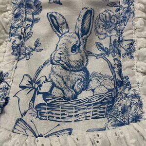 Bums and Roses Girls Bunny Toile Romper Dress, Blue White, 2T